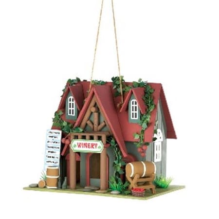 Zingz & Thingz 57071014 Winery Red Roof Wood Cottage Birdhouse